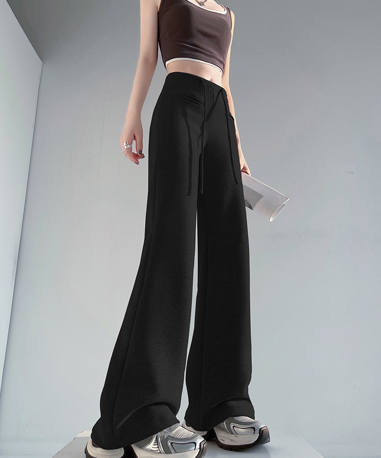 Micro speaker cotton wide leg pants slim drape pants for women