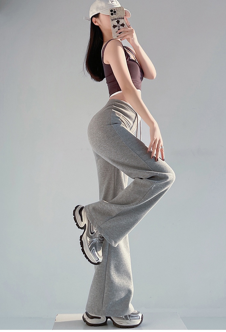 Micro speaker cotton wide leg pants slim drape pants for women