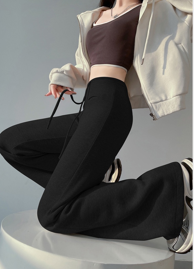 Micro speaker cotton wide leg pants slim drape pants for women