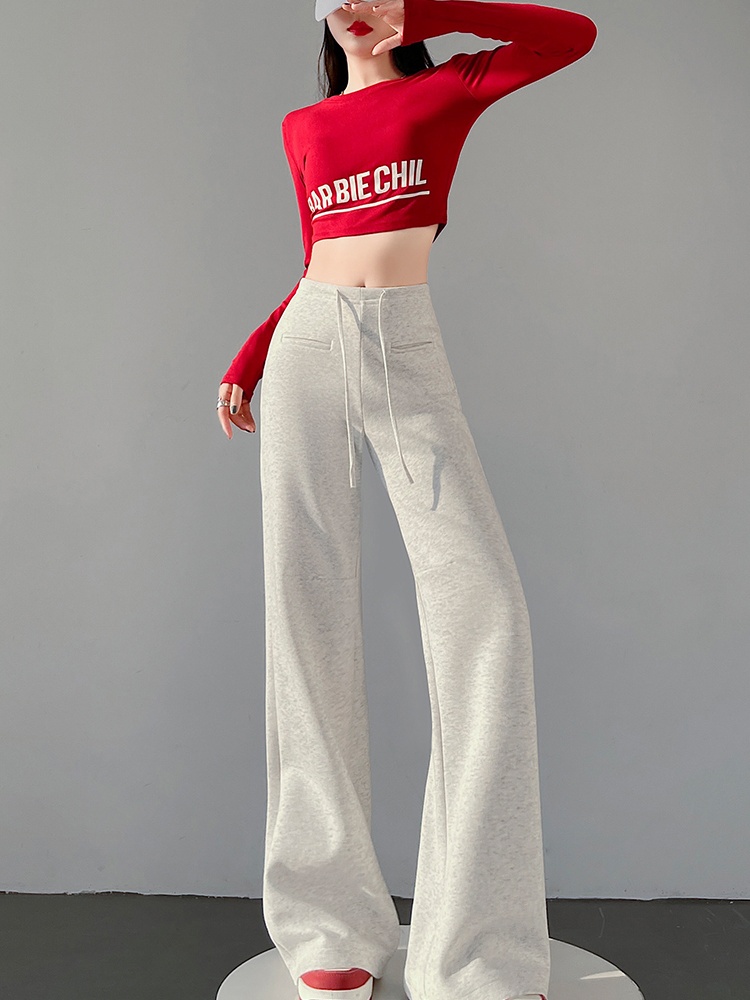 Micro speaker cotton wide leg pants slim drape pants for women