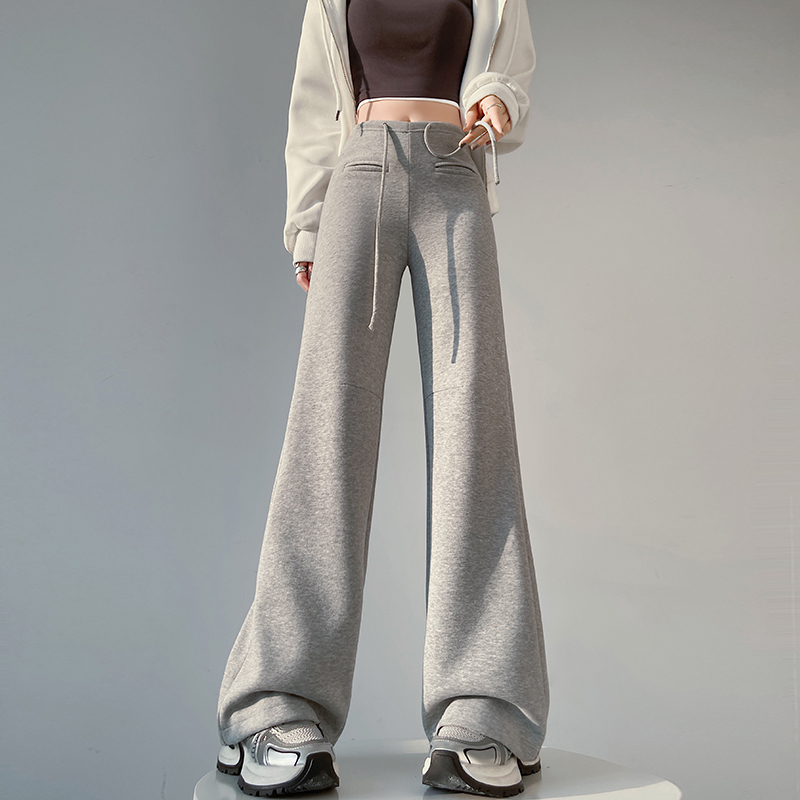 Micro speaker cotton wide leg pants slim drape pants for women