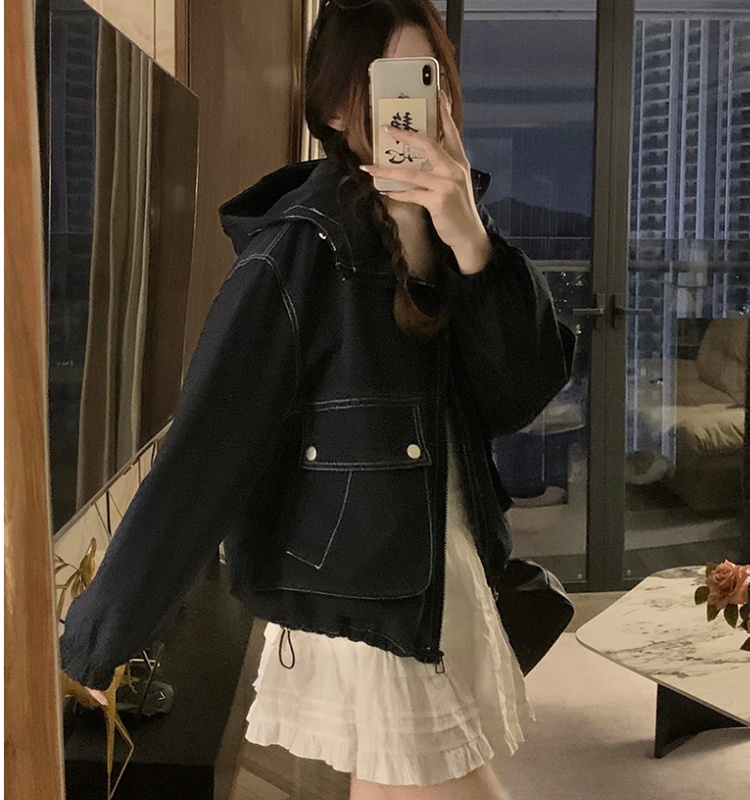 Casual American style autumn coat hooded slim shirts