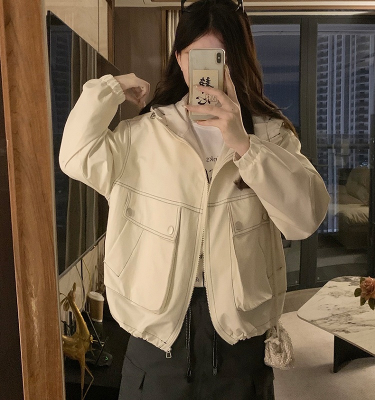 Casual American style autumn coat hooded slim shirts