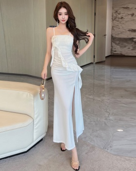 Low-cut sexy dress long overalls evening dress