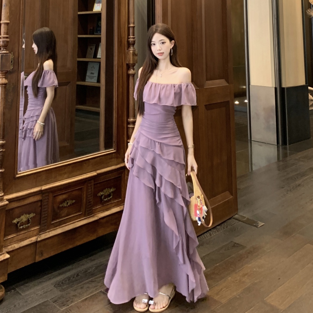 Slim lady large yard summer dress