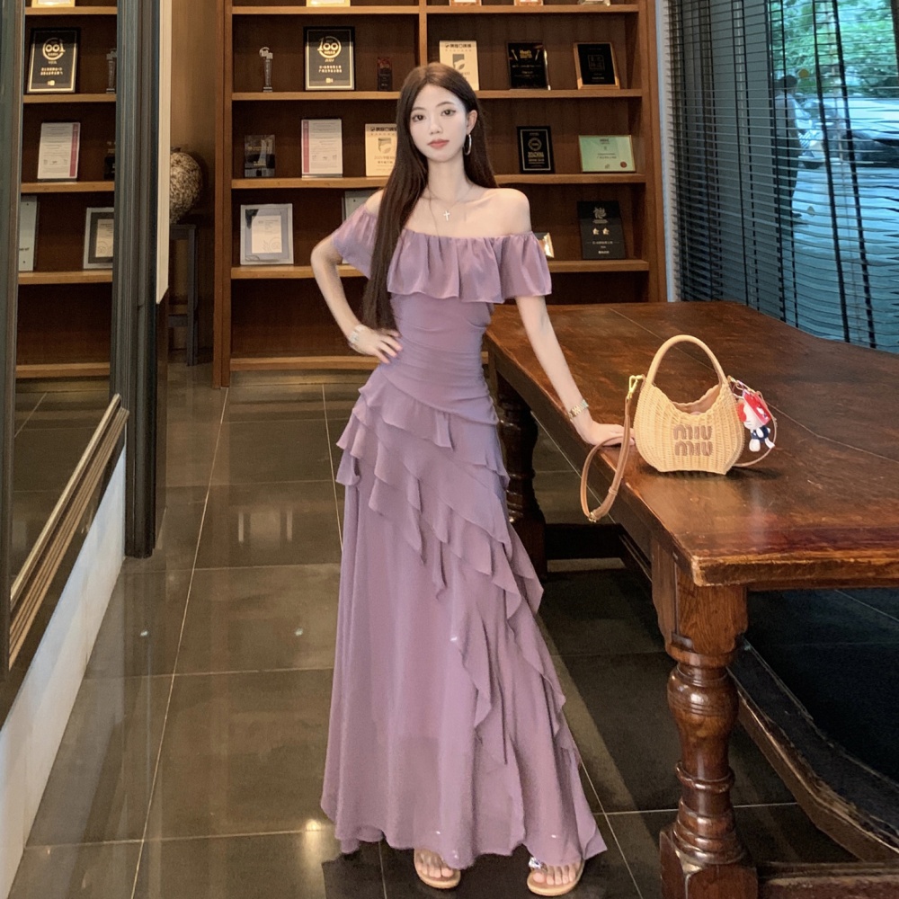 Slim lady large yard summer dress
