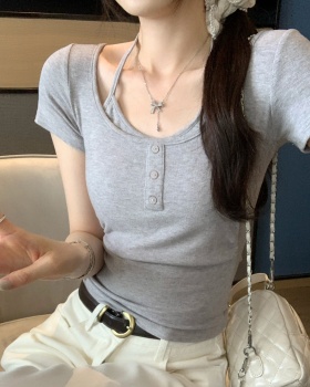 Slim Korean style T-shirt halter tops for women