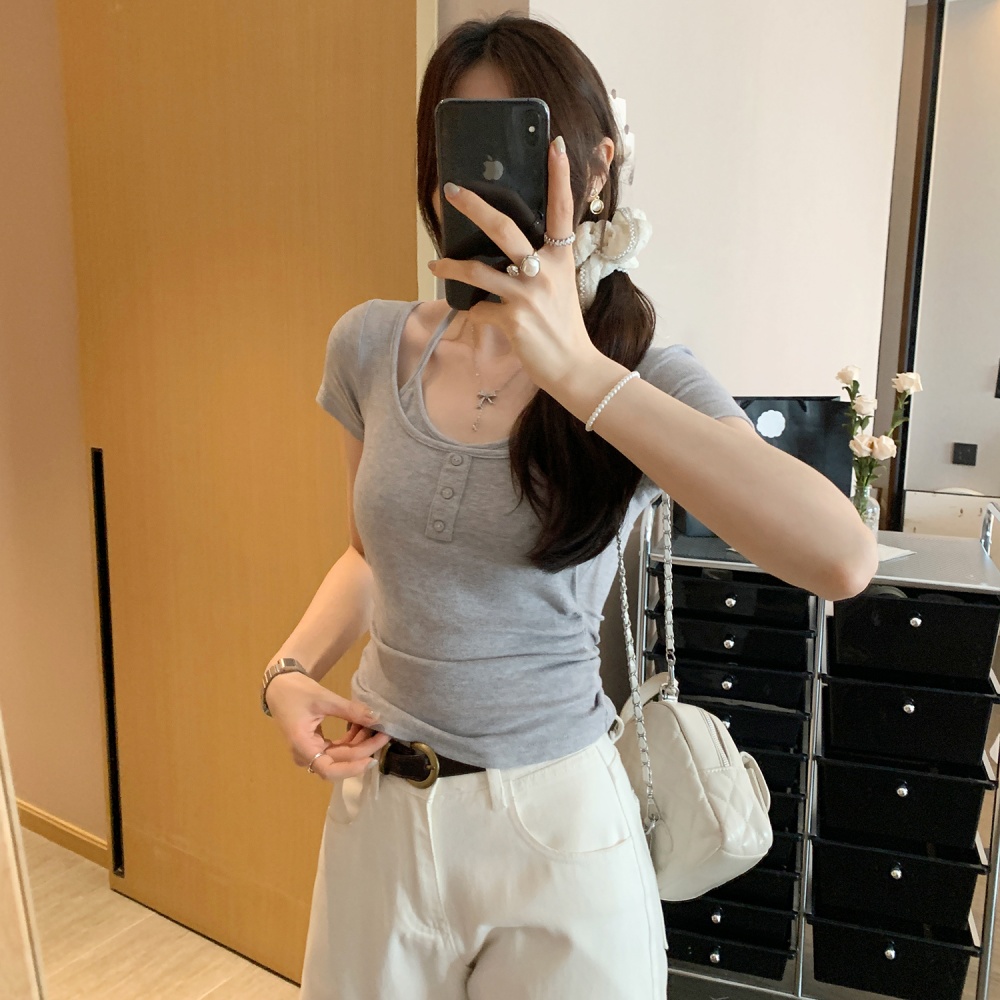 Slim Korean style T-shirt halter tops for women