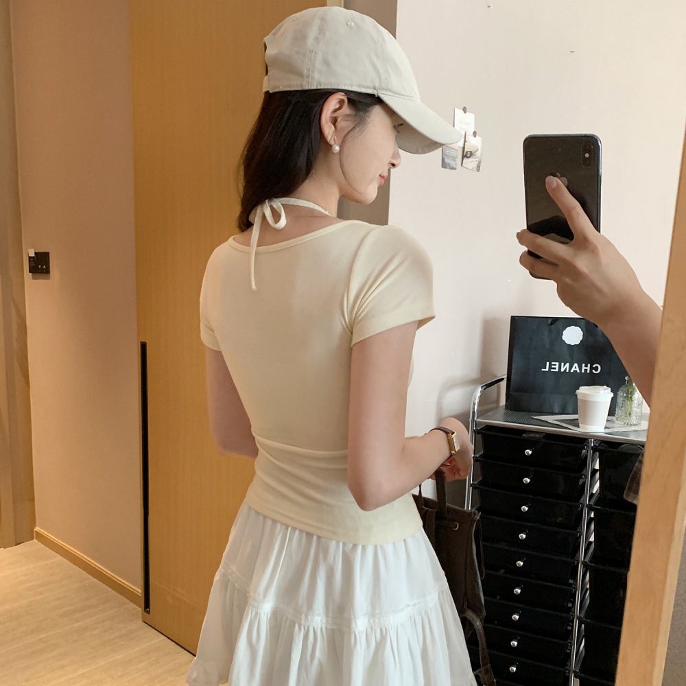 Slim Korean style T-shirt halter tops for women