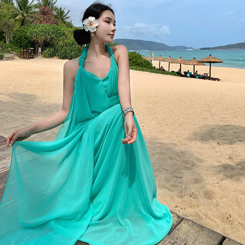Halter vacation formal dress sexy niche long dress