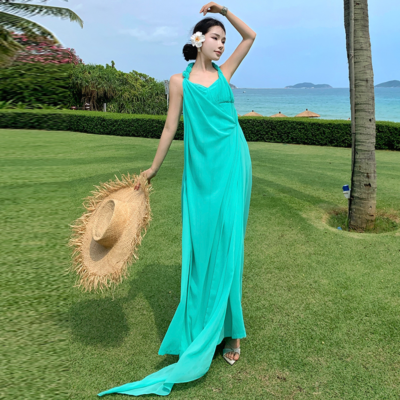 Halter vacation formal dress sexy niche long dress