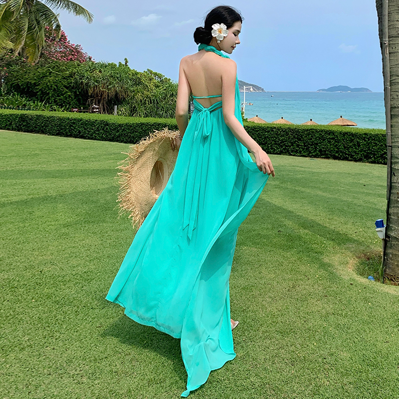 Halter vacation formal dress sexy niche long dress