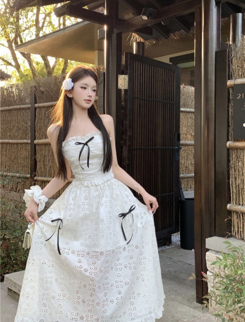 Long wrapped chest tops sling short skirt a set