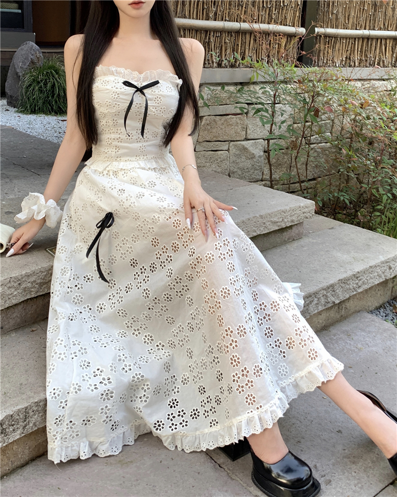 Long wrapped chest tops sling short skirt a set