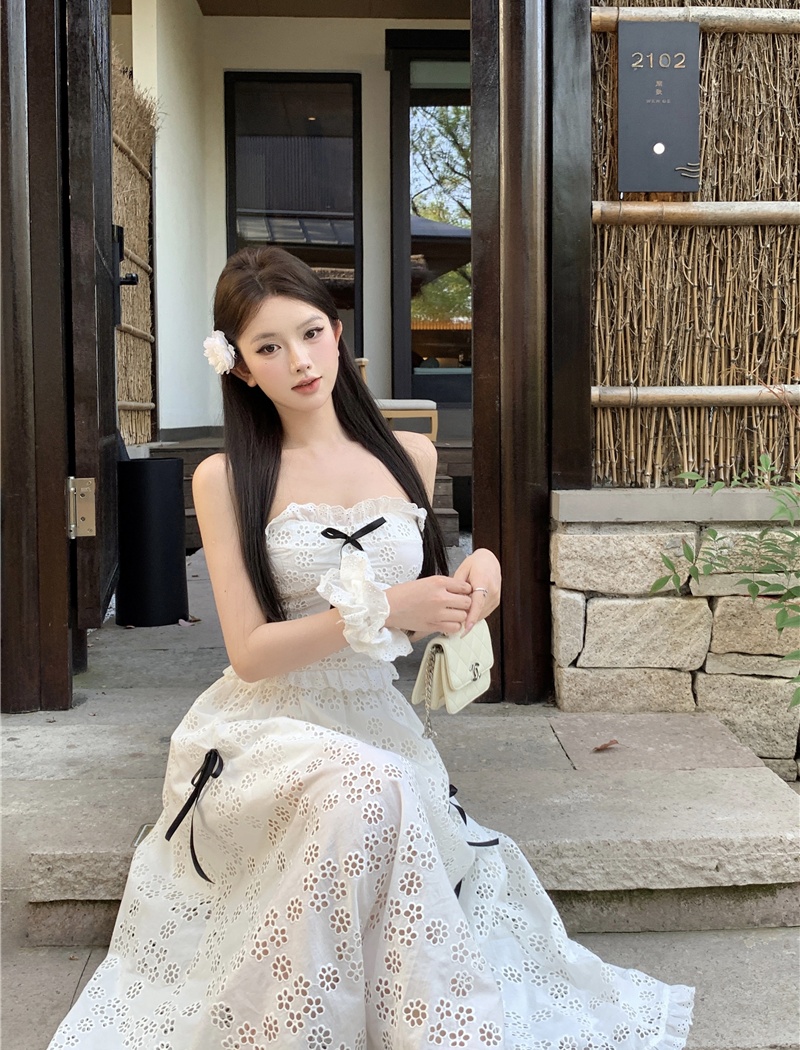 Long wrapped chest tops sling short skirt a set