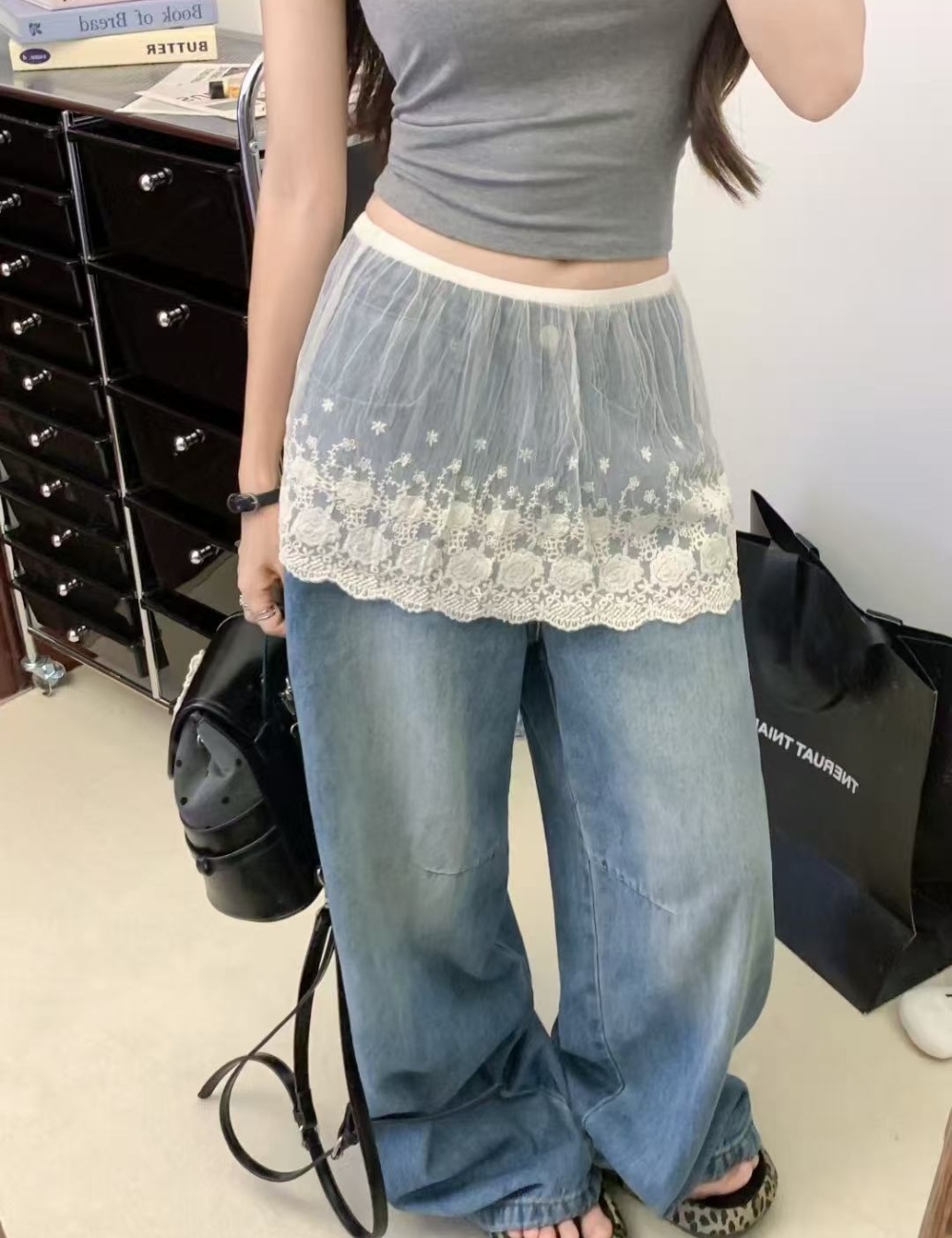 Embroidered flowers lace short skirt fashion summer skirt