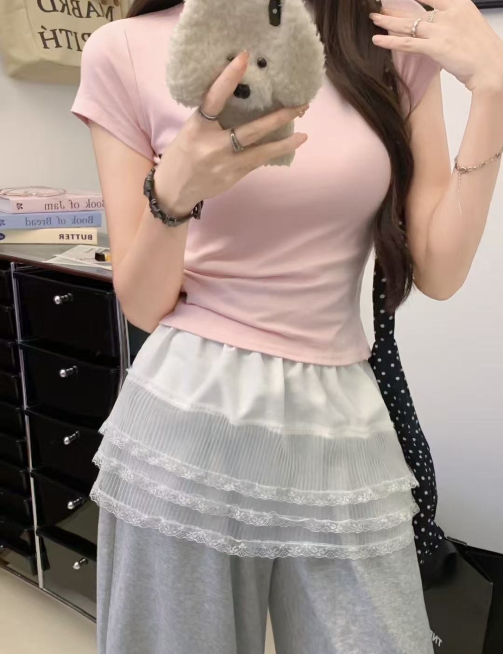 Embroidered flowers lace short skirt fashion summer skirt