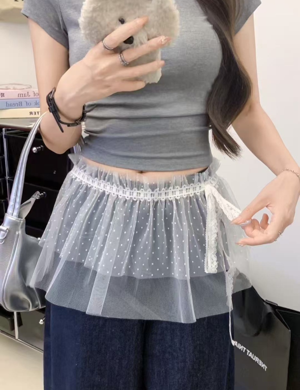 Embroidered flowers lace short skirt fashion summer skirt