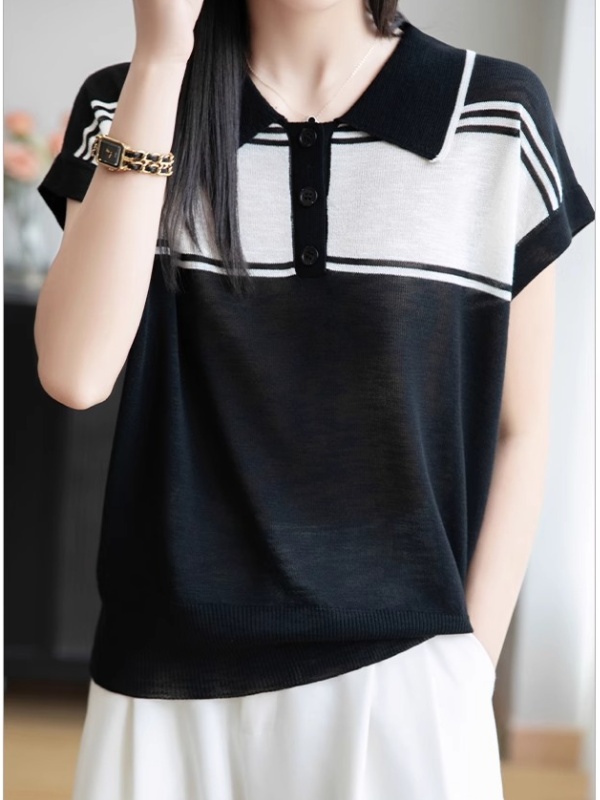 Mixed colors loose T-shirt summer Casual tops for women