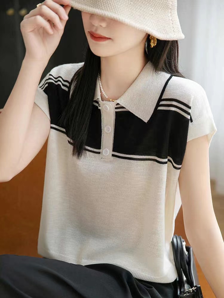 Mixed colors loose T-shirt summer Casual tops for women