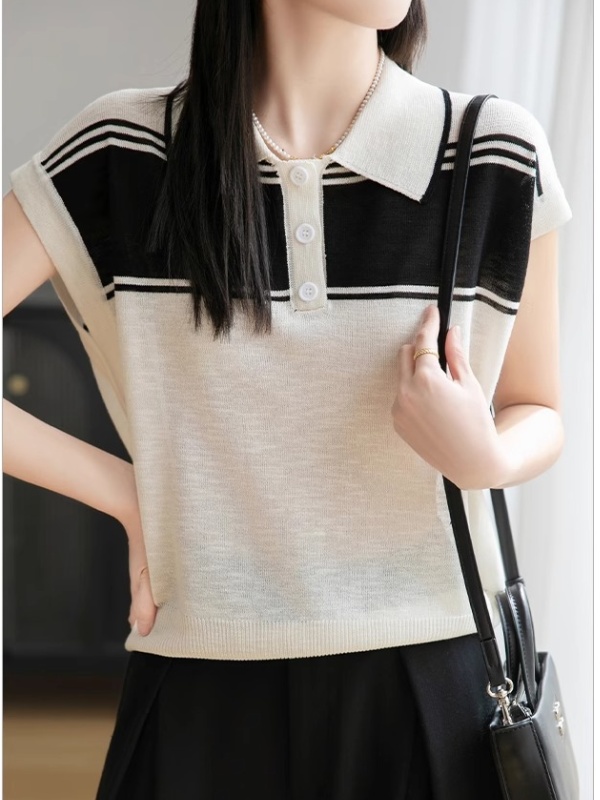 Mixed colors loose T-shirt summer Casual tops for women