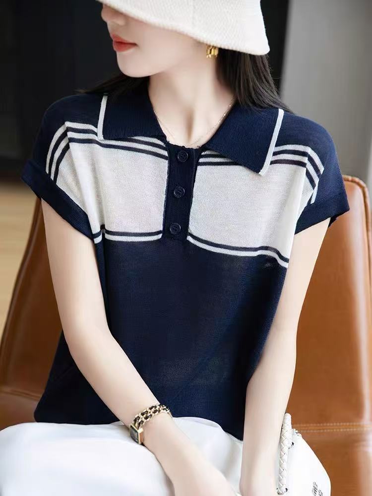 Mixed colors loose T-shirt summer Casual tops for women