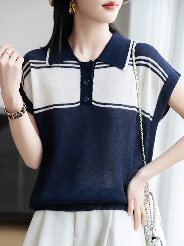Mixed colors loose T-shirt summer Casual tops for women