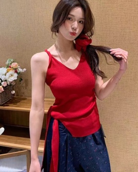 Summer bandage red vest sling unique irregular tops for women