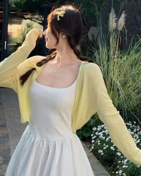 Sunscreen knitted smock pink tops for women