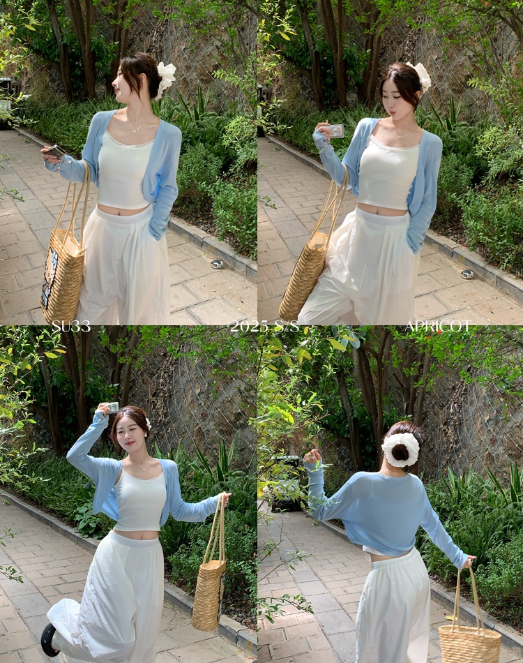 Sunscreen knitted smock pink tops for women