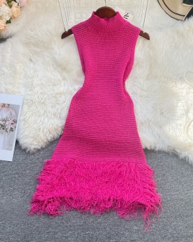Package hip slim dress European style tassels T-back