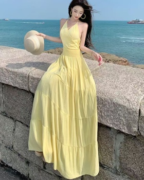 A-line slim dress summer halter long dress for women