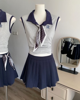 Knitted summer sleeveless show young vest a set for women