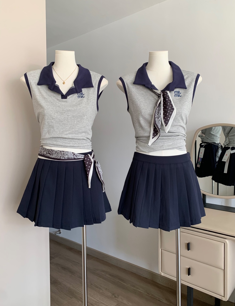 Knitted summer sleeveless show young vest a set for women