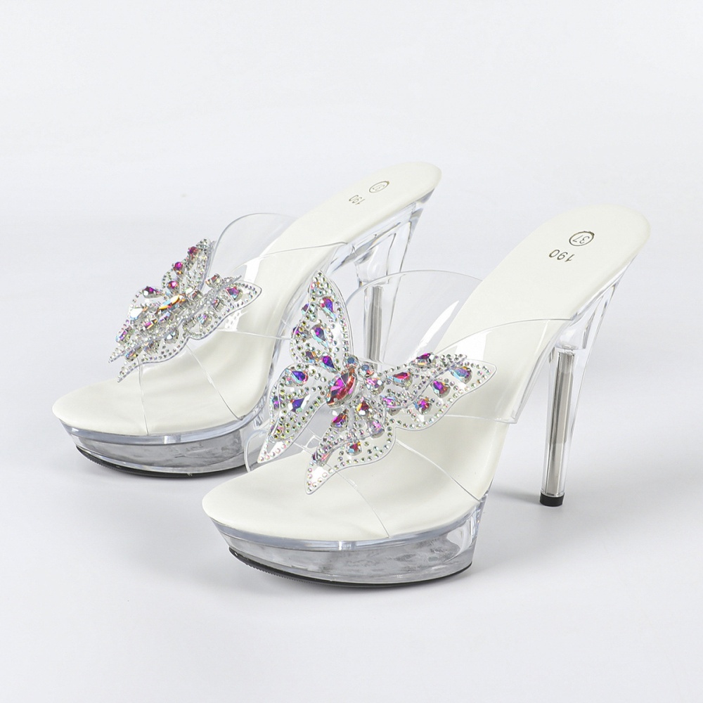 Transparent banquet shoes sexy crystal wedding shoes