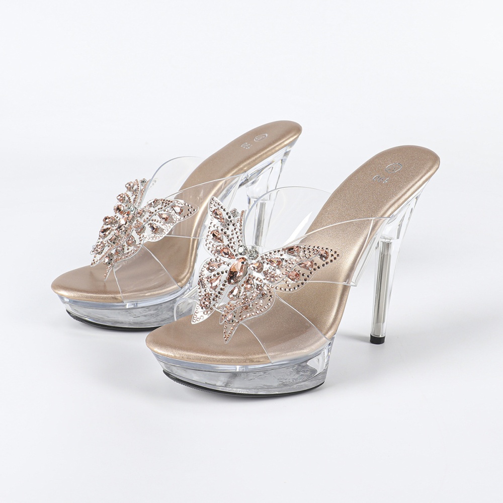 Transparent banquet shoes sexy crystal wedding shoes