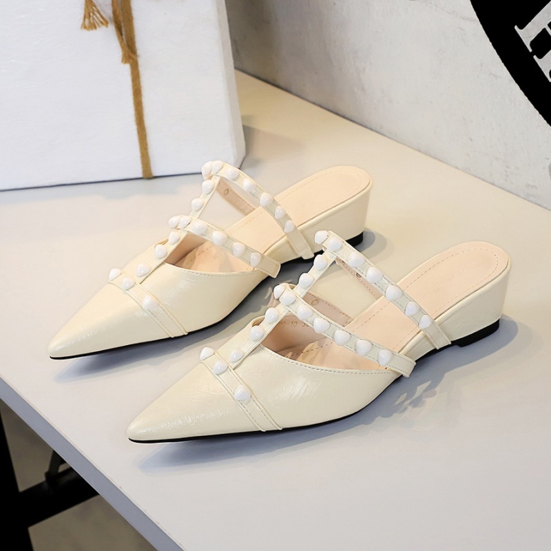 Pearls chain France style temperament lazy shoes for women