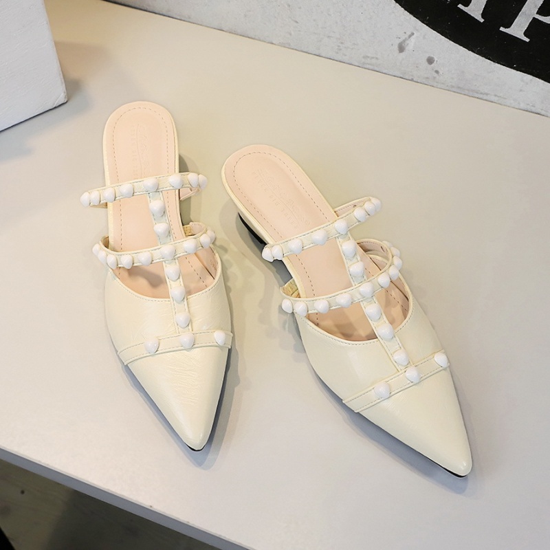 Pearls chain France style temperament lazy shoes for women