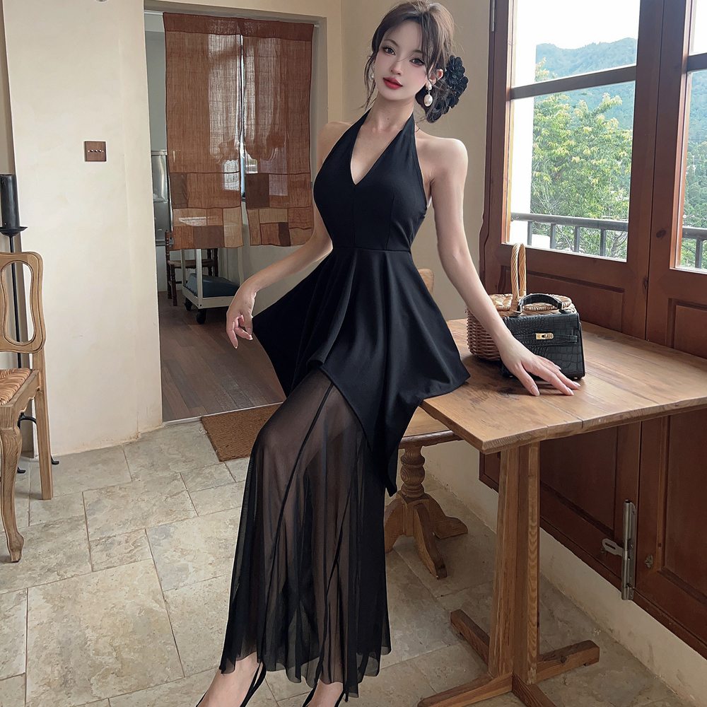 Slim V-neck dress splice formal dress for women