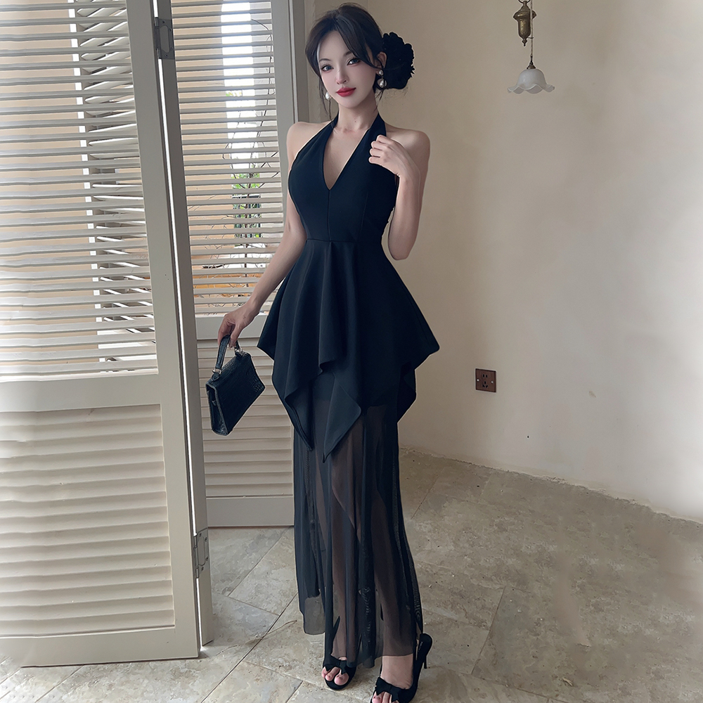 Slim V-neck dress splice formal dress for women
