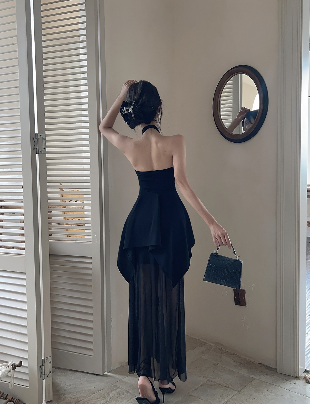 Slim V-neck dress splice formal dress for women