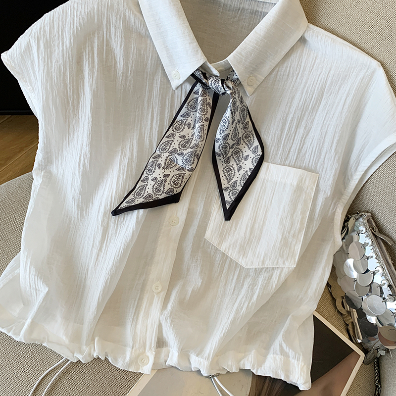 Short France style shirt niche sun shirt for women