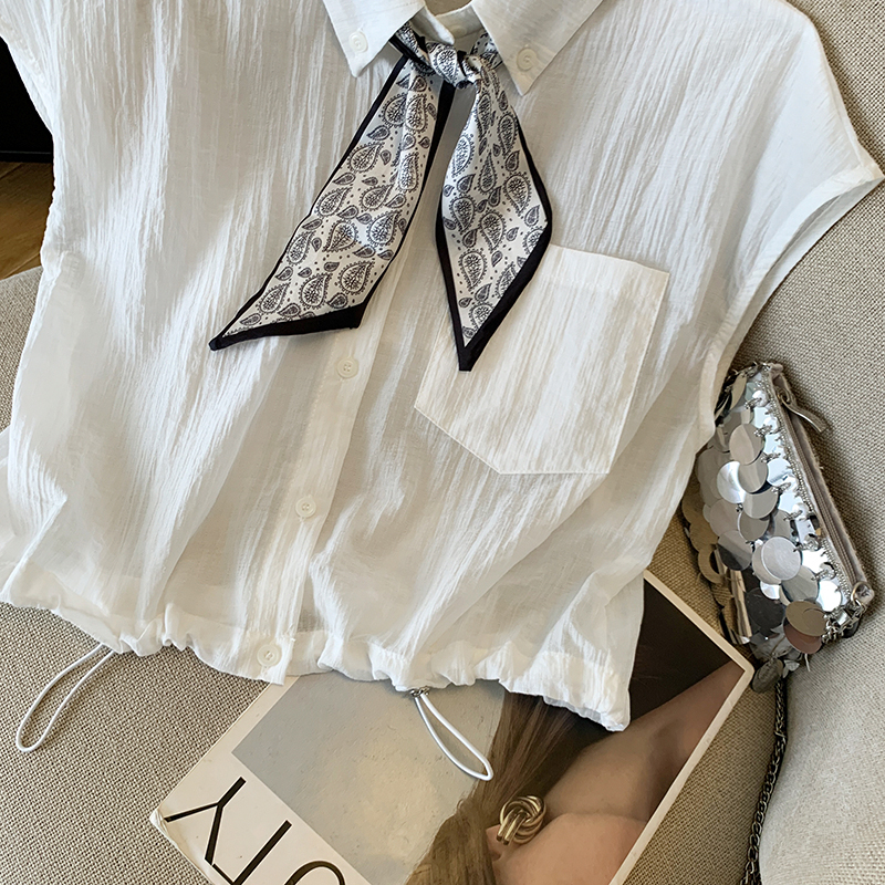 Short France style shirt niche sun shirt for women