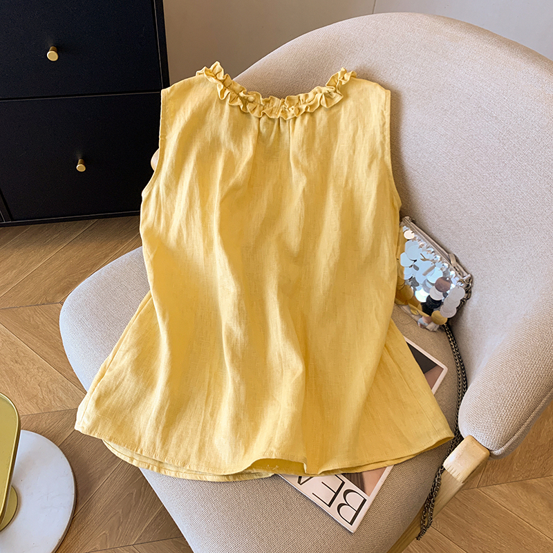 Lotus leaf edges small shirt shorts 2pcs set for women
