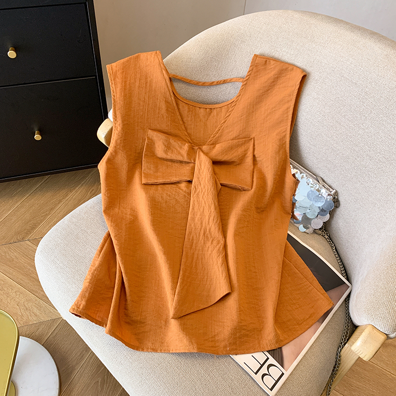 Bow small shirt tops 2pcs set for women