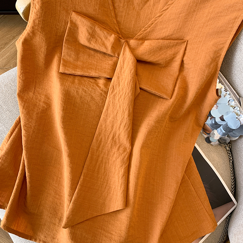 Bow small shirt tops 2pcs set for women