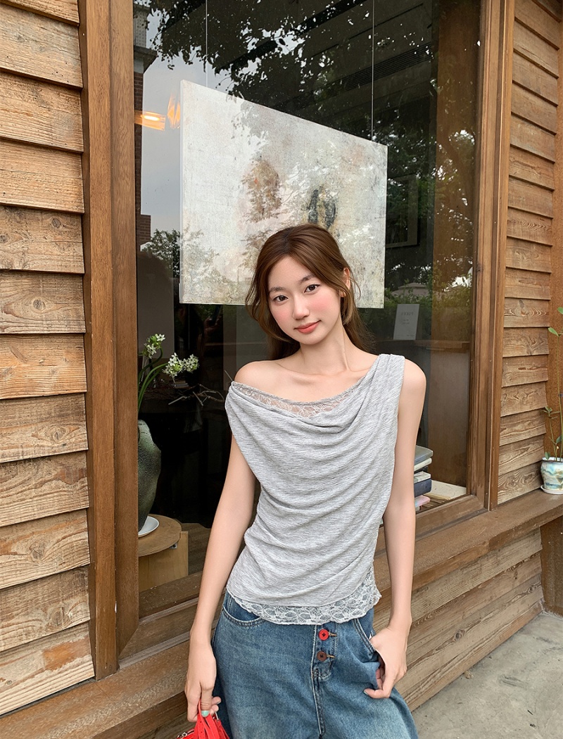 Splice spicegirl tops lace sleeveless vest for women
