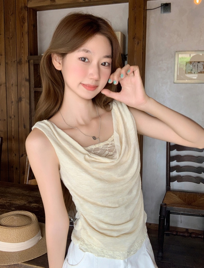 Splice spicegirl tops lace sleeveless vest for women