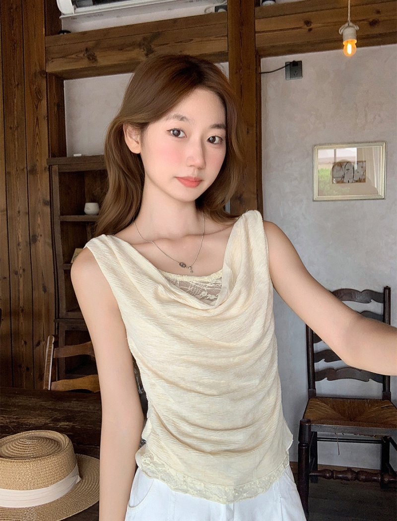 Splice spicegirl tops lace sleeveless vest for women