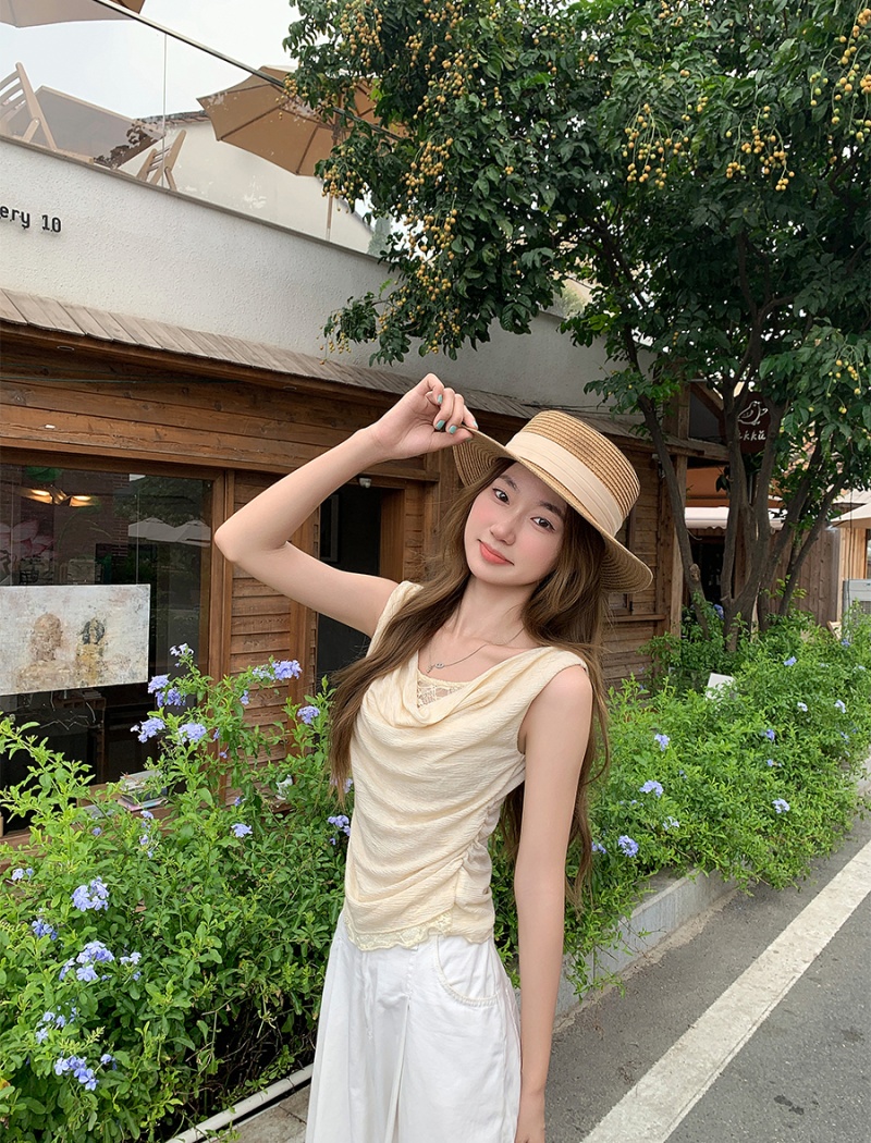 Splice spicegirl tops lace sleeveless vest for women